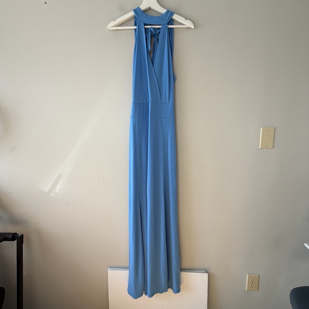New York & Company Stretch Light Blue Sleeveless Maxi Dress Medium